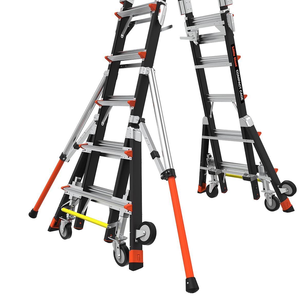 Телескопическая стремянка с платформой и защитным ограждением COMPACT CAGES 4 х 3 ступени 19504