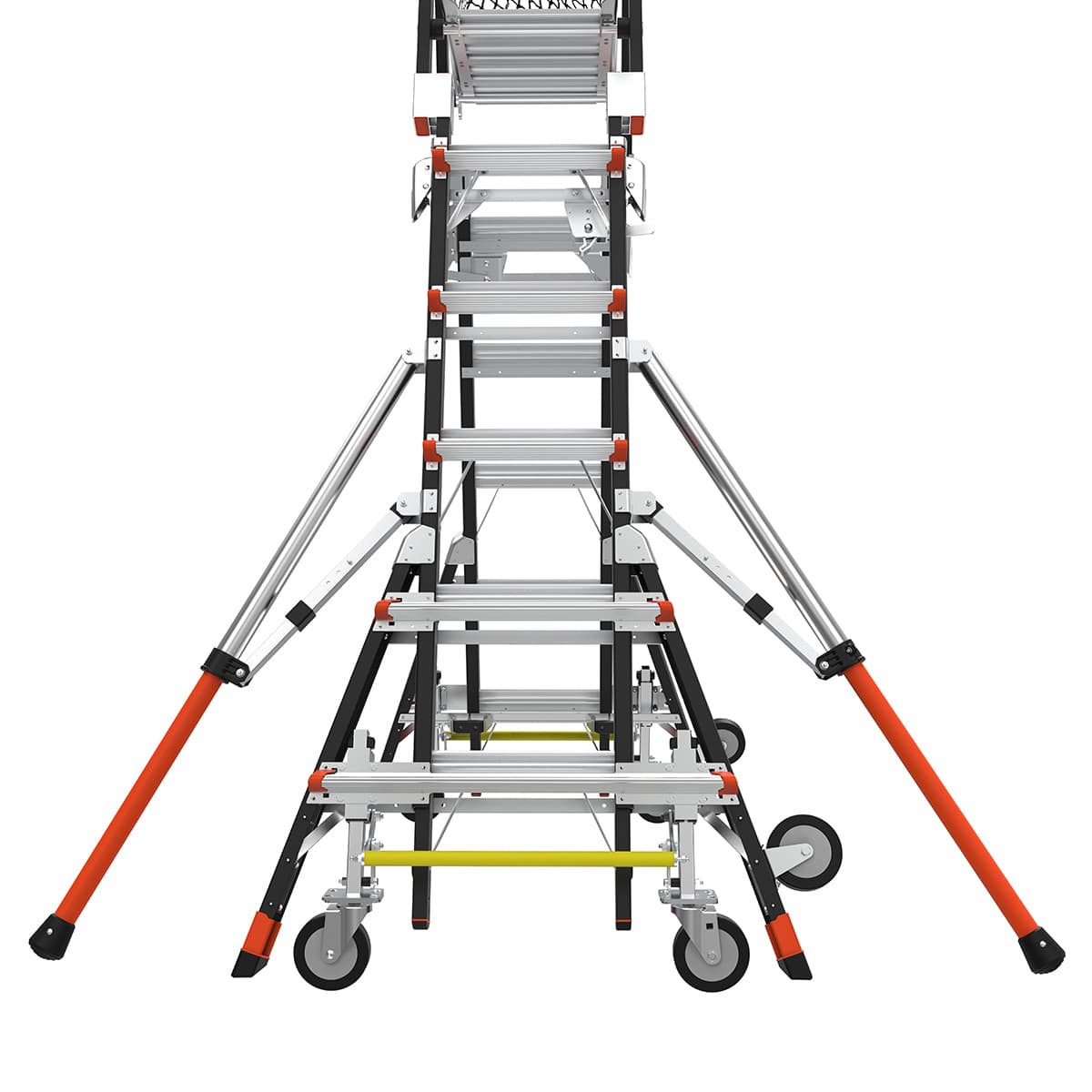 Телескопическая стремянка с платформой и защитным ограждением COMPACT CAGES 4 х 3 ступени 19504