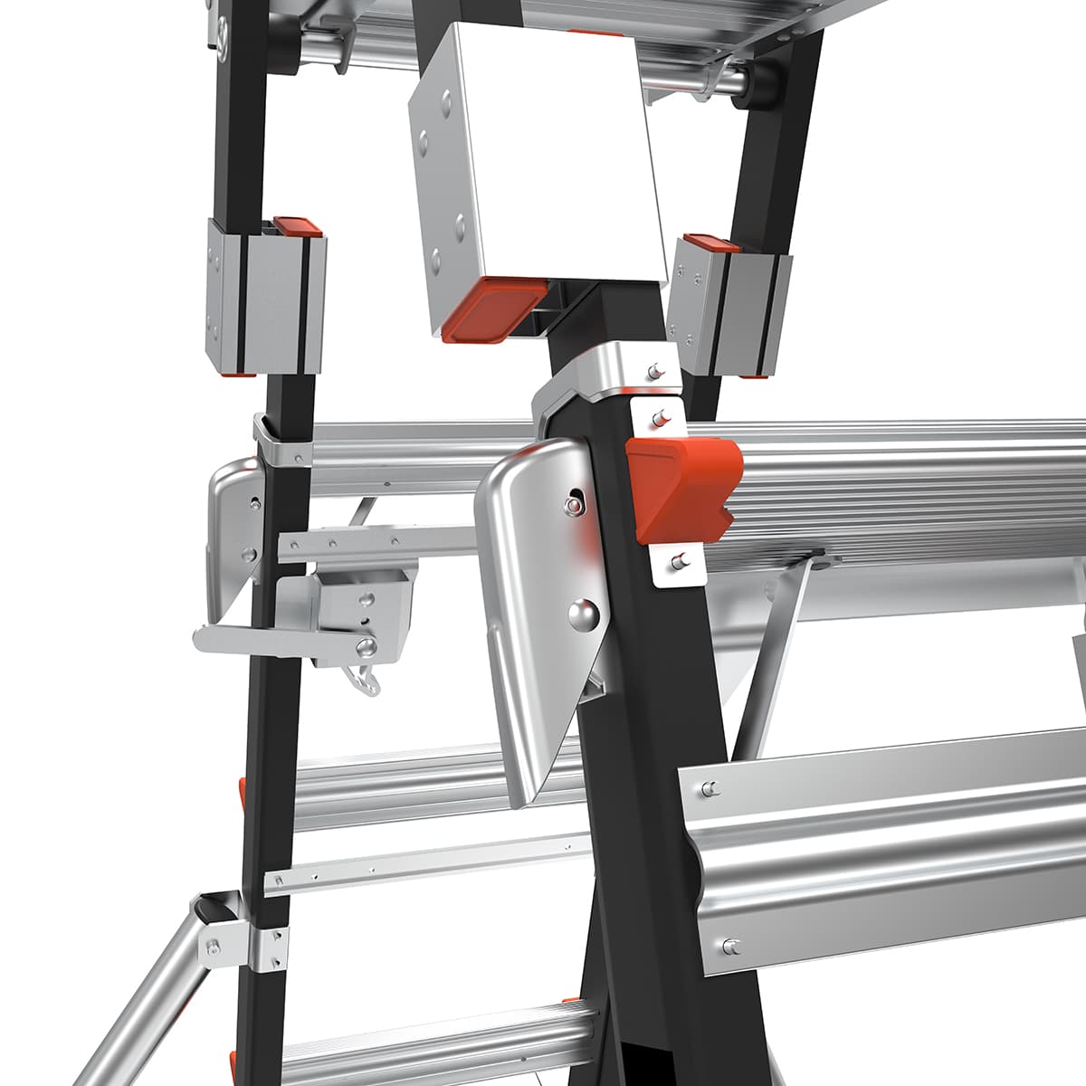 Телескопическая стремянка с платформой и защитным ограждением COMPACT CAGES 4 х 3 ступени 19504