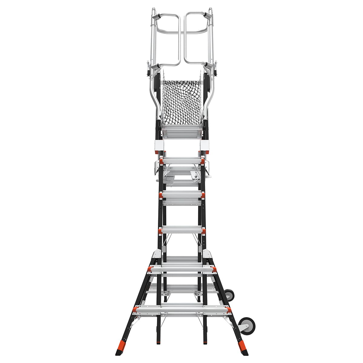 Телескопическая стремянка с платформой и защитным ограждением COMPACT CAGES 4 х 3 ступени 19504