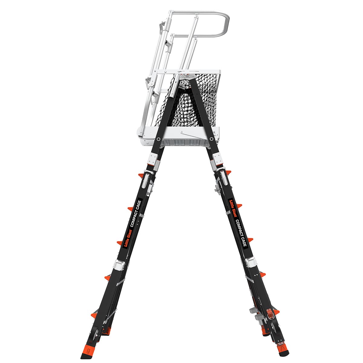 Телескопическая стремянка с платформой и защитным ограждением COMPACT CAGES 4 х 3 ступени 19504