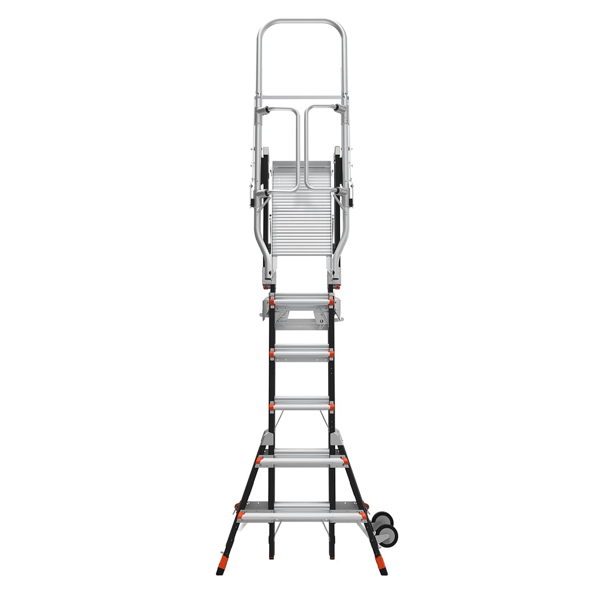 Телескопическая стремянка с платформой и защитным ограждением COMPACT CAGES 4 х 3 ступени 19504