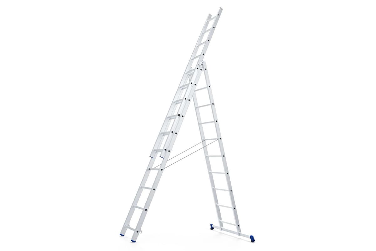 Универсальная трехсекционная лестница Zarges 3х10 ступеней 48923