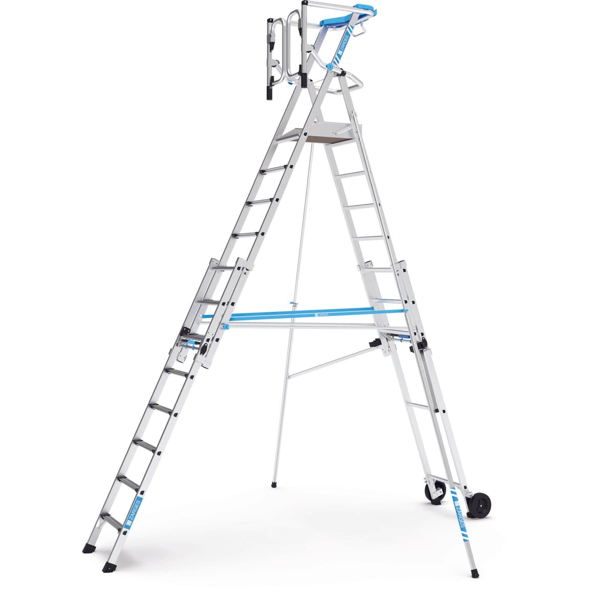 Расклешенная телескопическая лестница платформа Zarges ZAP Masterflex Plus S 12 ступеней 41159