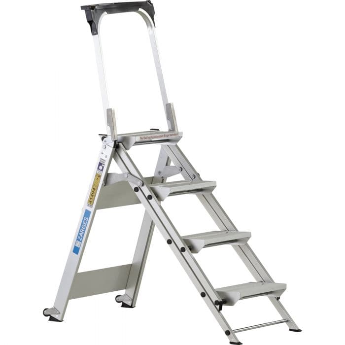 Складная подставка с металлическим покрытием Zarges Plazastep P 5 ступеней, поручень 41495