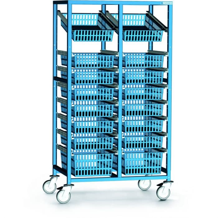 Двухрядная тележка для комплектования заказов Zarges глубина 600 мм 367567