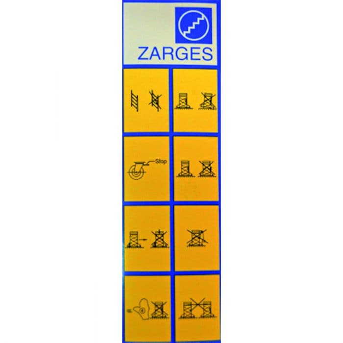 Наклейка с указаниями по обслуживанию Zarges 891220